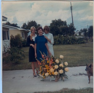 The day of the funeral--Aunt S., grandmother, mom, and Princess the dog..