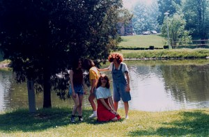surrounded by friends shortly before learning to rollerblade