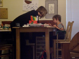 our table in the middle of rearranging the room