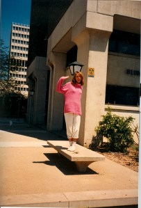 waving in front of the dorm