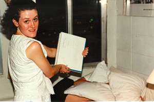 the notebook says bad and points to me under the pillow...oh, college 