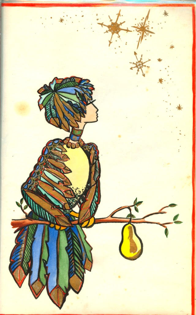 a partridge in a pear tree--or a self-portrait of my mother in a card
