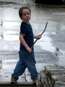 the stick while my kiddo played with it