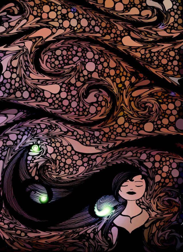 black and white with gold